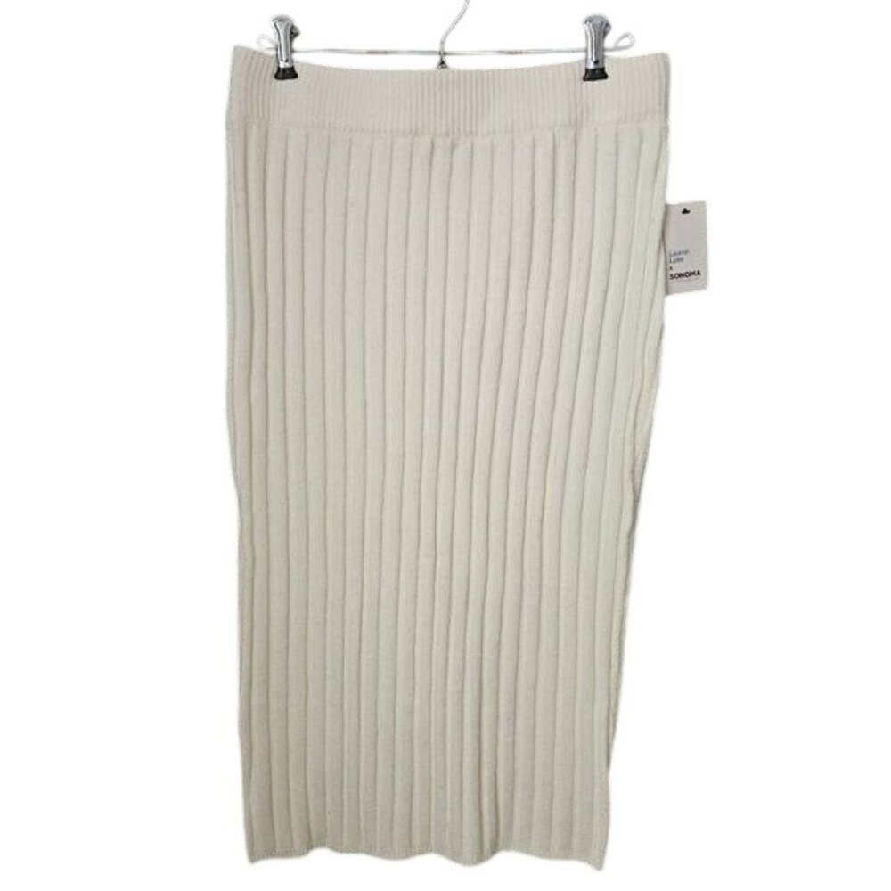 Lauren Lane X Sonoma Goods For Life Ribbed Midi Skirt M White